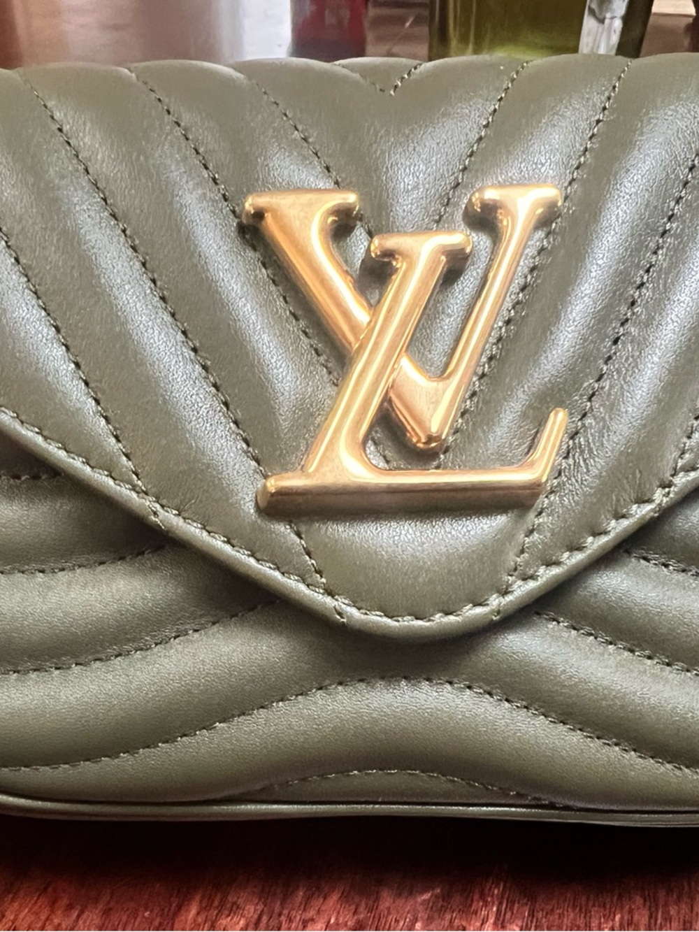 Louis Vuitton Olive Green Quilted Crossbody with Gold LV Hardware
